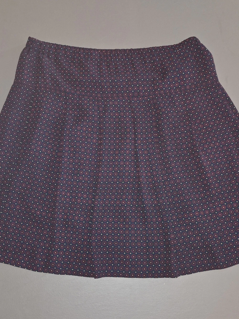 LOFT Burgundy Printed Circle Skater Skirt